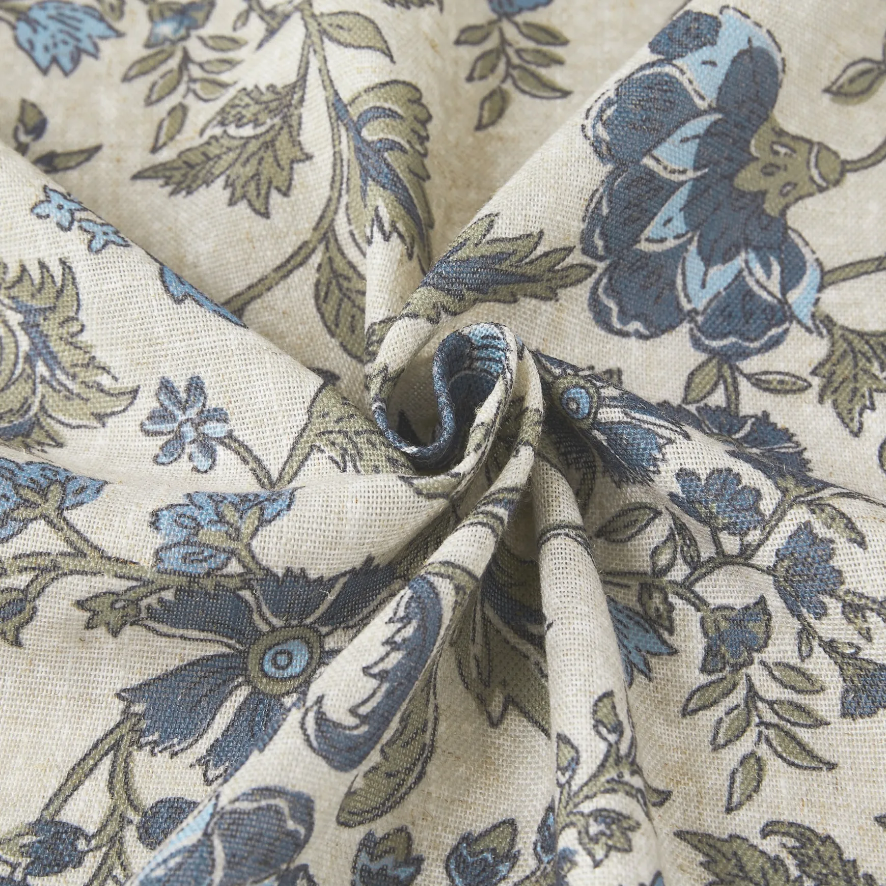 Lillian Block Print Linen Textured Shower Curtain