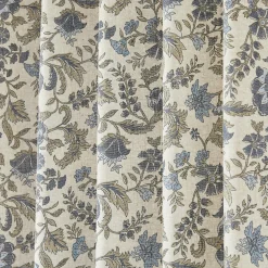 Lillian Block Print Linen Textured Window Curtain Panels