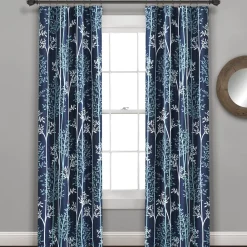 Linear Tree Insulated Rod Pocket Blackout Curtain Panel Set