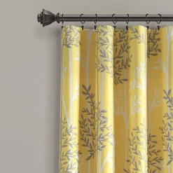Linear Tree Insulated Rod Pocket Blackout Curtain Panel Set