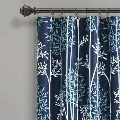 Linear Tree Insulated Rod Pocket Blackout Curtain Panel Set