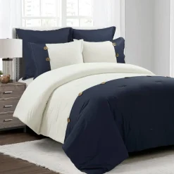 Linen Button Comforter 5 Piece Set