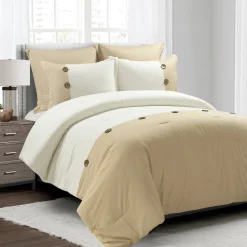 Linen Button Comforter 5 Piece Set
