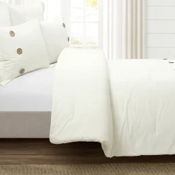 Linen Button Comforter 5 Piece Set