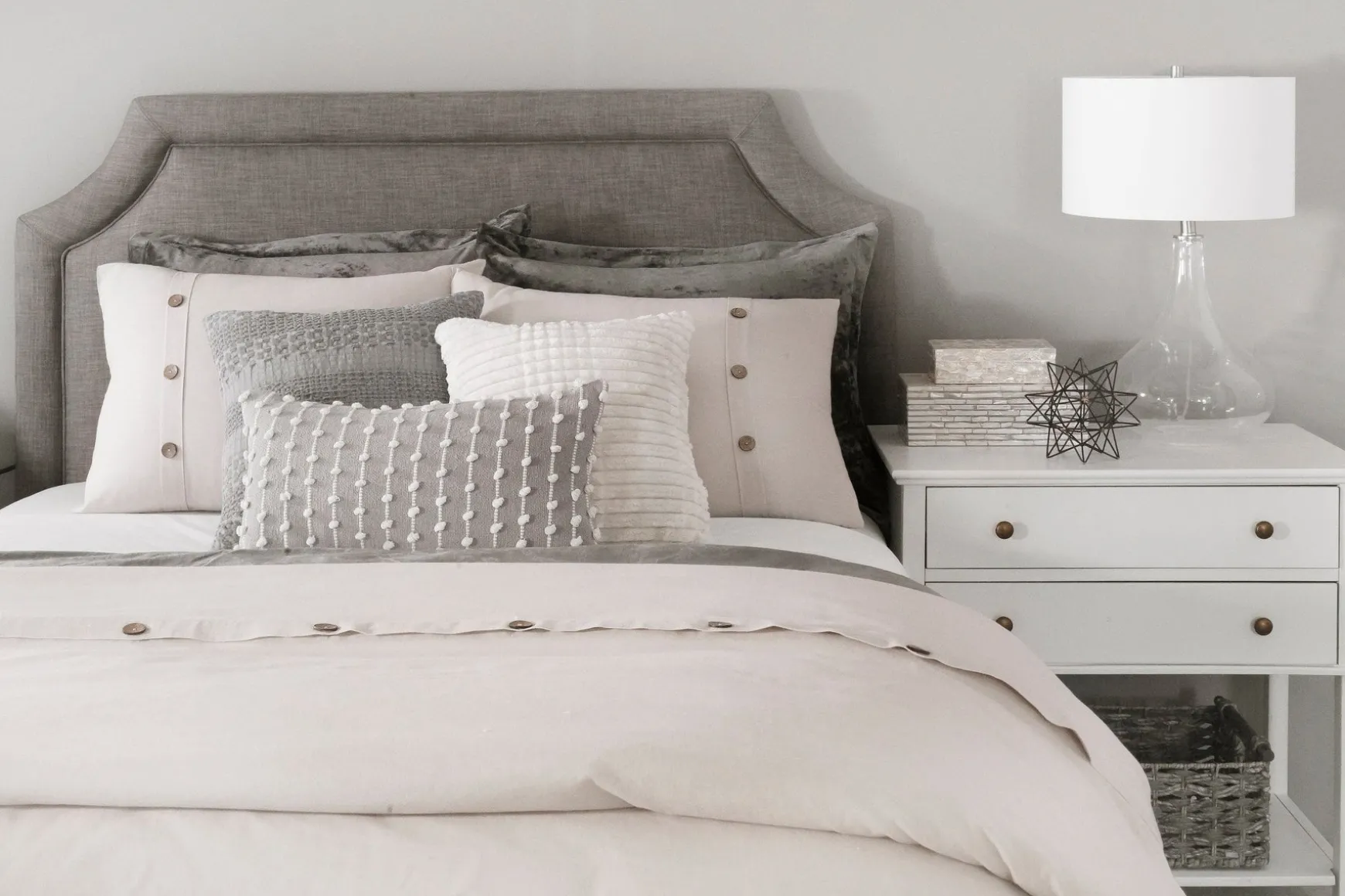 Linen Button Comforter 5 Piece Set