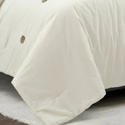 Linen Button Comforter 5 Piece Set