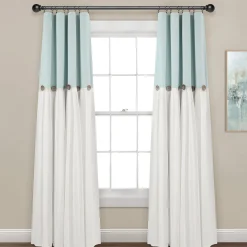 Linen Button Lined 100% Blackout Window Curtain Panel