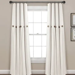 Linen Button Lined 100% Blackout Window Curtain Panel