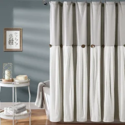 Linen Button Shower Curtain