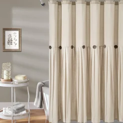 Linen Button Shower Curtain