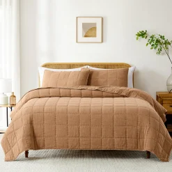 Logan Stone Washed Cotton Quilt 3 Piece Set