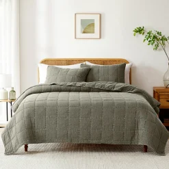 Logan Stone Washed Cotton Quilt 3 Piece Set