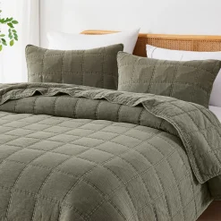 Logan Stone Washed Cotton Quilt 3 Piece Set