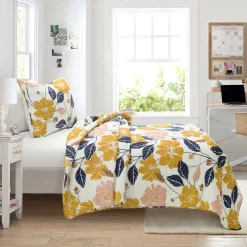 Lucia Abstract Floral Cotton Quilt Set