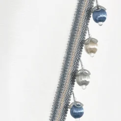 Luxury Vintage Velvet & Sheer With Border Pompom Trim Window Curtain Panel