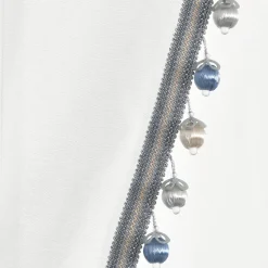 Luxury Vintage Velvet & Sheer With Border Pompom Trim Window Curtain Panel