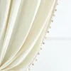 Luxury Vintage Velvet With Silky Pompom Trim Window Curtain Panel