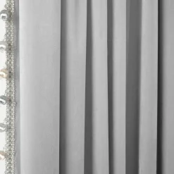 Luxury Vintage Velvet With Silky Pompom Trim Window Curtain Panel