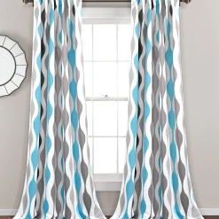 Mid Century Geo Light Filtering Window Curtain Panel Set