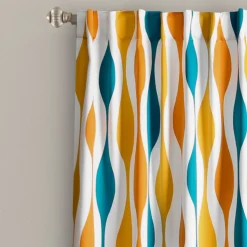 Mid Century Geo Light Filtering Window Curtain Panel Set