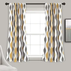 Mid Century Geo Light Filtering Window Curtain Panel Set