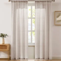Milla Knitted Textured Sheer Window Curtain Panel Pair