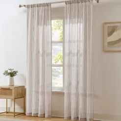 Milla Knitted Textured Sheer Window Curtain Panel Pair