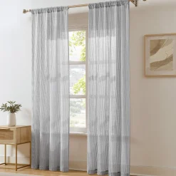 Milla Knitted Textured Sheer Window Curtain Panel Pair