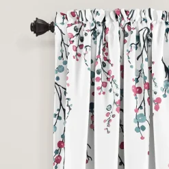 Mirabelle Watercolor Floral Light Filtering Window Curtain Panel Set
