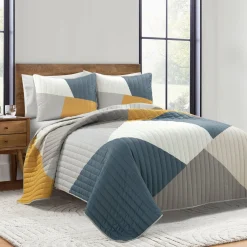 Modern Color Block Quilt 3 Piece Set