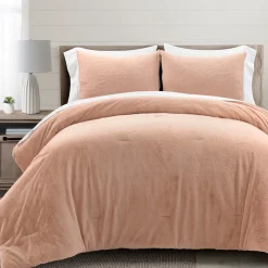 Modern Solid Ultra Soft Faux Fur Comforter Bed In A Bag