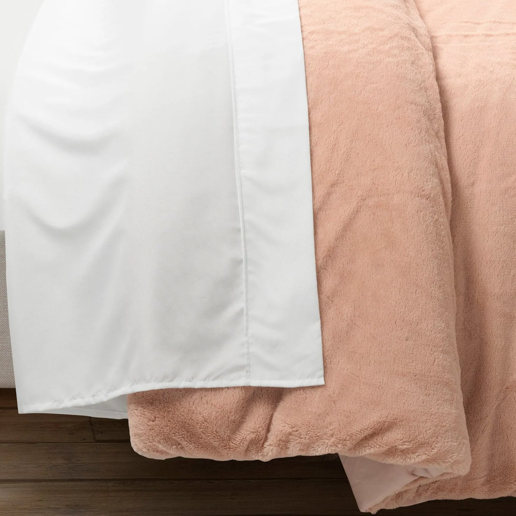 Modern Solid Ultra Soft Faux Fur Comforter Bed In A Bag