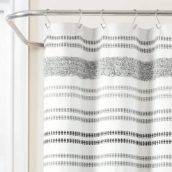Modern Tufted Stripe Yarn Dyed Recycled Cotton Blend Shower Curtain