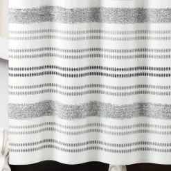 Modern Tufted Stripe Yarn Dyed Recycled Cotton Blend Shower Curtain