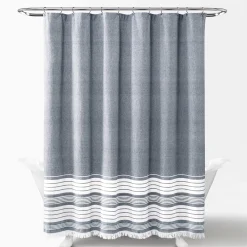 Nantucket Yarn Dyed Tassel Fringe Shower Curtain