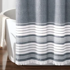 Nantucket Yarn Dyed Tassel Fringe Shower Curtain