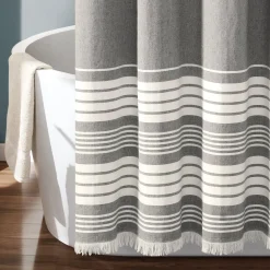 Nantucket Yarn Dyed Tassel Fringe Shower Curtain