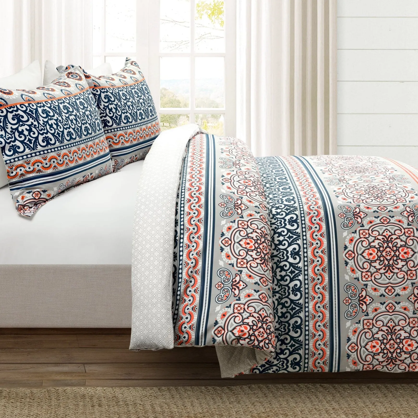 Nesco Stripe Cotton Duvet Cover 3 Piece Set