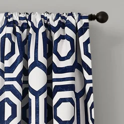 Octagon Blocks Light Filtering Window Curtain Panel Set