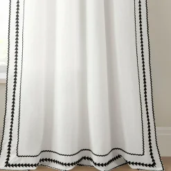 Olivia Ric Rac Embroidery Border Window Curtain Panel