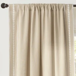 Olivia Ric Rac Embroidery Border Window Curtain Panel