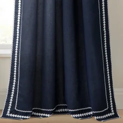 Olivia Ric Rac Embroidery Border Window Curtain Panel