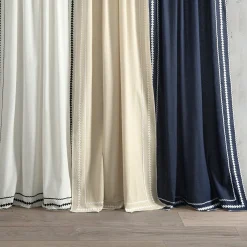 Olivia Ric Rac Embroidery Border Window Curtain Panel