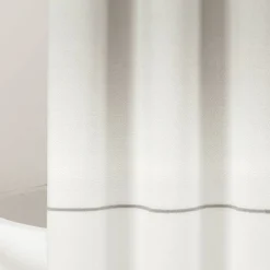 Ombre Embroidery Tassel Cotton Shower Curtain