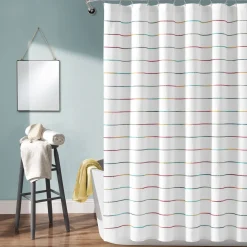 Ombre Stripe Yarn Dyed Recycled Cotton Blend Shower Curtain
