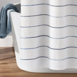 Ombre Stripe Yarn Dyed Recycled Cotton Blend Shower Curtain
