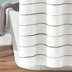 Ombre Stripe Yarn Dyed Recycled Cotton Blend Shower Curtain