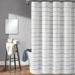 Ombre Stripe Yarn Dyed Recycled Cotton Blend Shower Curtain