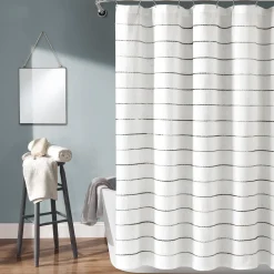 Ombre Stripe Yarn Dyed Recycled Cotton Blend Shower Curtain