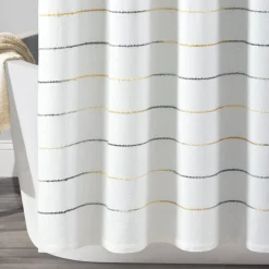 Ombre Stripe Yarn Dyed Recycled Cotton Blend Shower Curtain